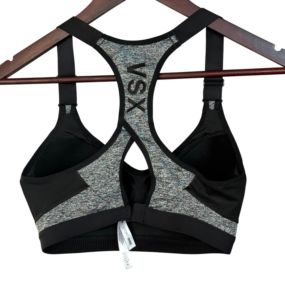 Victoria's Secret VSX Sport Bra 32D Grey Heather Racerback High Impact Workout - Picture 2 of 15